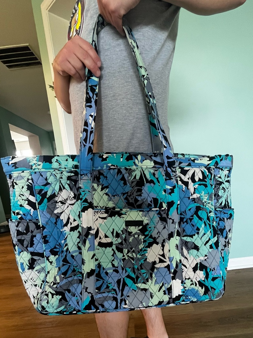 Vera Bradley Carried Away Quilted Floral Tote Bag - Blue Multi